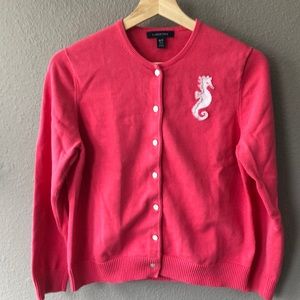 Lands End Coral Cardigan